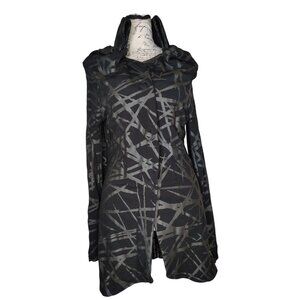 Isabel de Pedro Cardigan Jacket, Size 8 Black & Gray Abstract Art to Wear Gothic